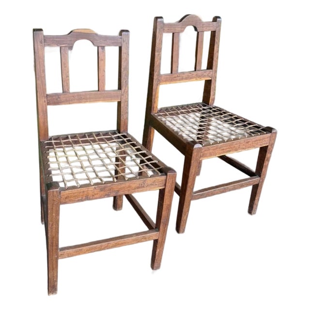 South African Dutch Cape Riempie Chair Pair For Sale