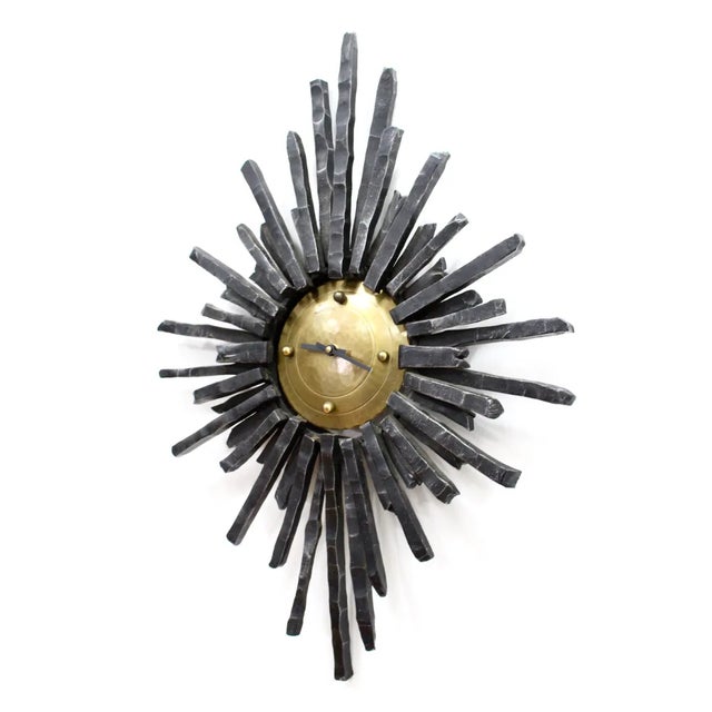 Mid Century Cast Iron Brutalist Clock Made in Germany For Sale - Image 4 of 9