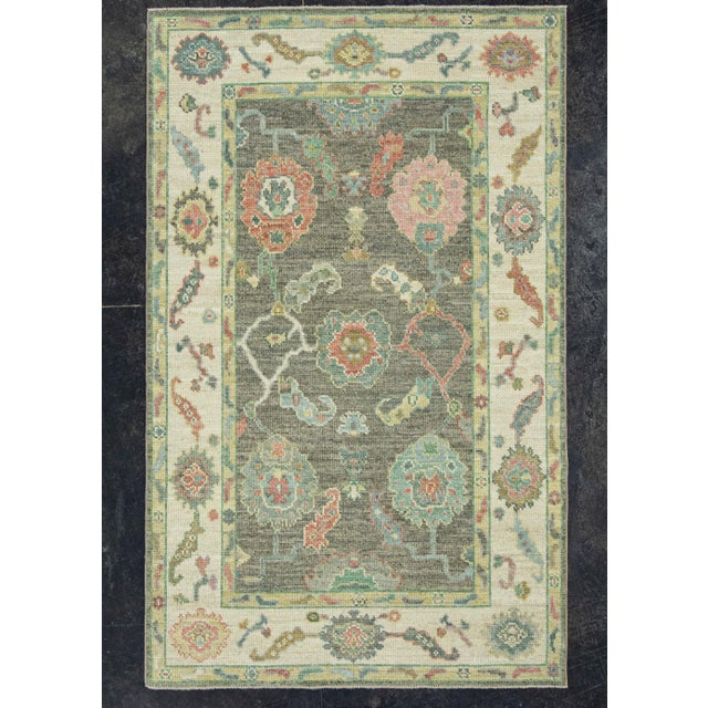 Black Turkish Oushak Rug 4' x 6'4" #20353 For Sale - Image 8 of 8