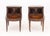 Pair of Weiman Heirloom Mahogany Step End Tables, the top portion with two door cabinet, gilt-tooled leather tops above...
