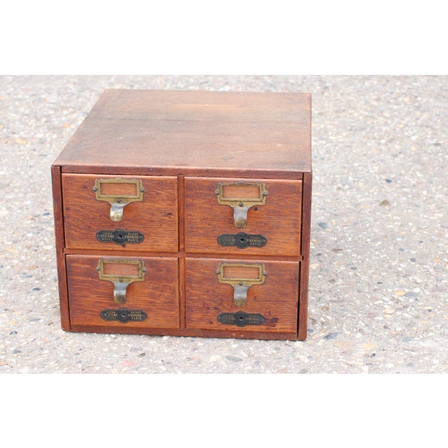 Wood Antique French Oak Card Catalogue Cabinet, Paris, Early 20th Century For Sale - Image 7 of 10