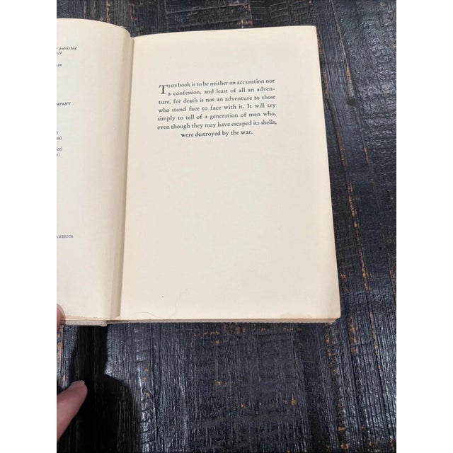 Vintage 1st Edition of Erich Maria Remarque All Quiet on the Western Front 1929 For Sale - Image 4 of 6