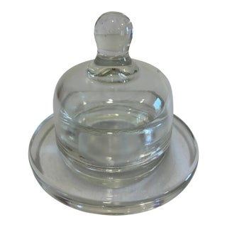 Vintage Clear Glass Individual Butter Dish With Domed Lid For Sale