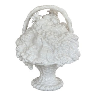 Vintage Bordallo Pinheiro Large Scale Trompe l'Oleil Fruit Basket For Sale