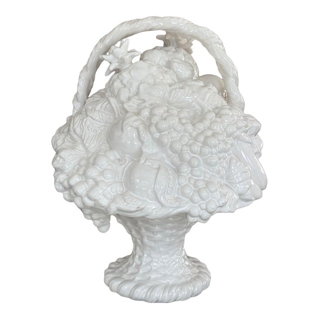 Vintage Bordallo Pinheiro Large Scale Trompe l'Oleil Fruit Basket For Sale
