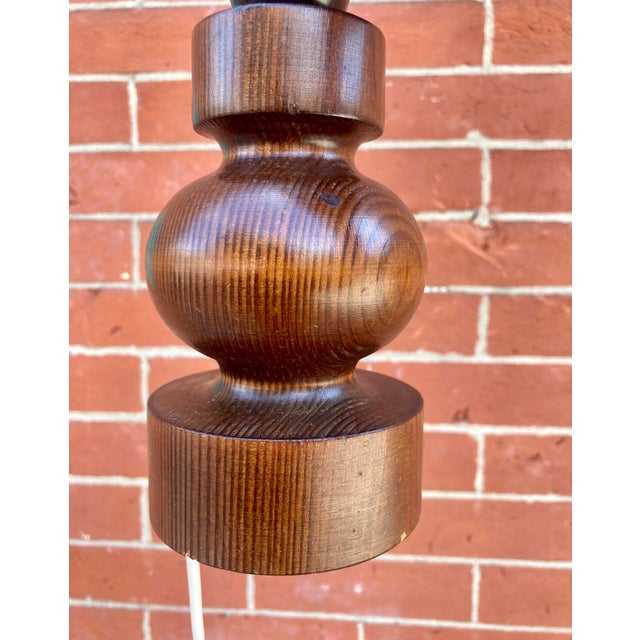 Pair of Swedish Freeform Table Lamps, Solid Turned Stained Pine, Sweden, 1960s For Sale - Image 4 of 11