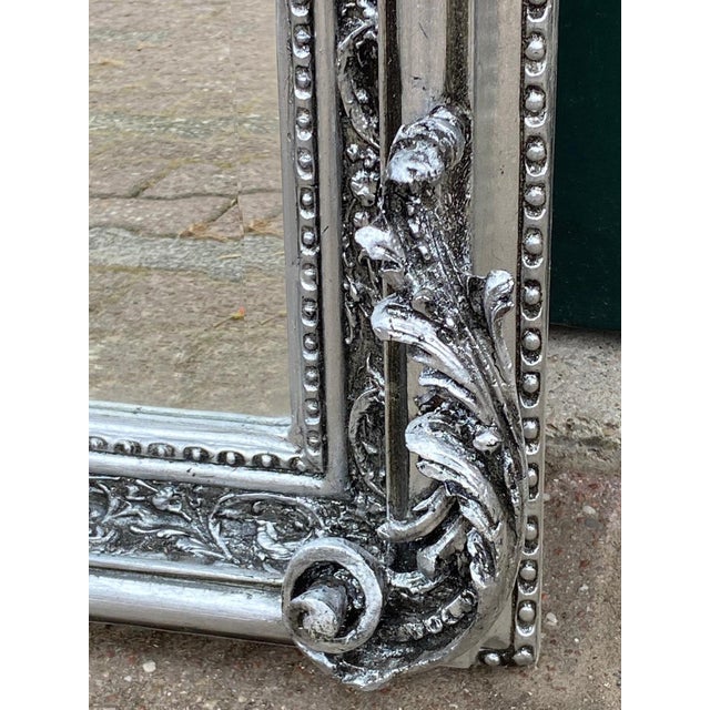 Silver 1970s French Louis XVI Silver Beech Wall Mirror For Sale - Image 8 of 10