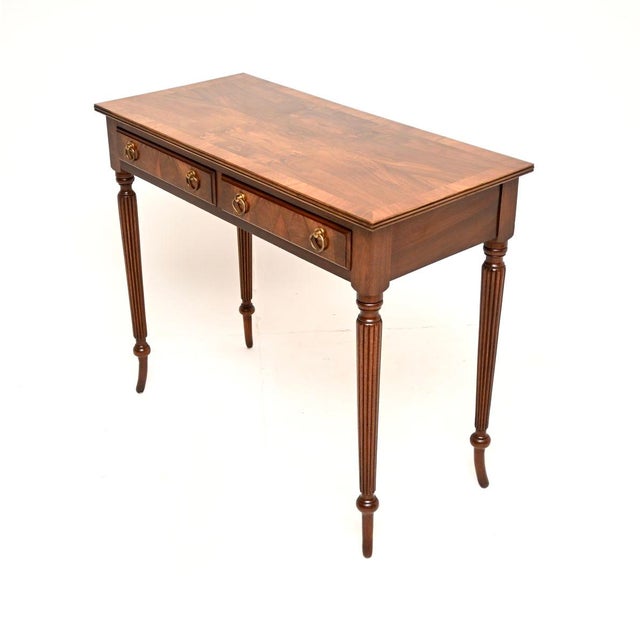 Antique Inlaid Walnut Writing Table, 1920 For Sale - Image 3 of 11