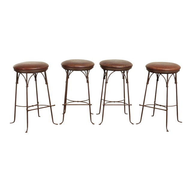 Charleston Iron Set 4 'Shaker Arched' Backless Swivel Bar Stools