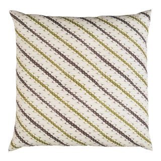 Ronnie Linen Pillow Cover in Green/Brown, 22x22 Pillow For Sale