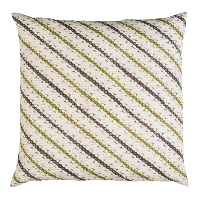 Ronnie Linen Pillow Cover in Green/Brown, 22x22 Pillow For Sale