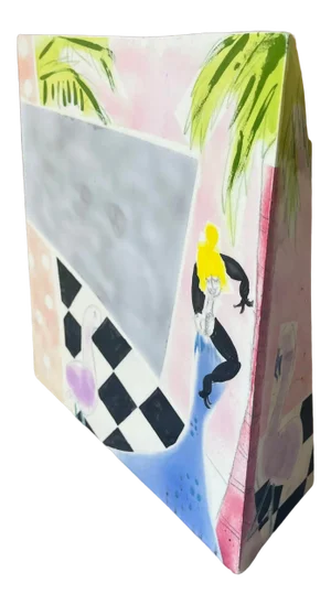 Postmodern Handpainted Vase by Riki Moss