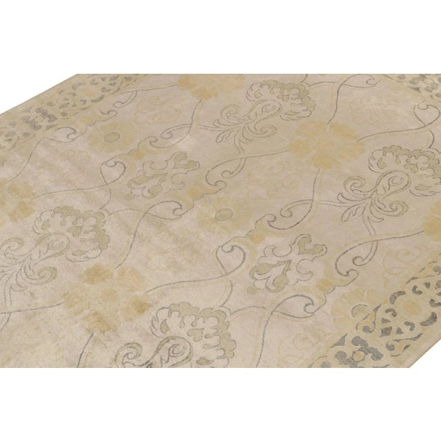 Rug & Kilim Rug & Kilim’s Art Nouveau Style Rug in Beige With Gold Trellis Floral Patterns For Sale - Image 4 of 7