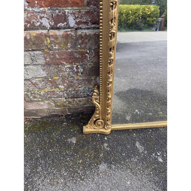Large Antique English Ribbed Framed Overmantle Mirror, 1800s For Sale - Image 5 of 6