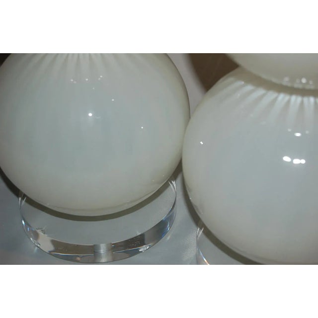 Mid-Century Modern Joe Cariati Glass Lamps White For Sale - Image 3 of 9