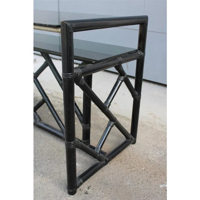 Wood Small Desk in Black Bamboo, 1970s For Sale - Image 7 of 10