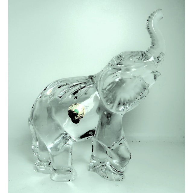 Late 20th Century Oggetti (Murano, Italy) Fine Crystal Very Large Imposing Solid Glass Elephant Sculpture - 11 1/2 Inches Tall! For Sale - Image 5 of 10