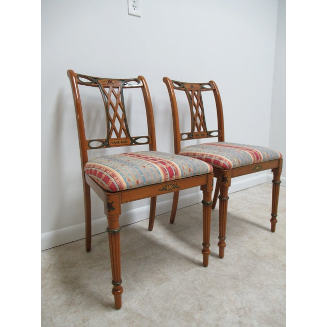 1980s Vintage Paint Decorated Southwood Dining Room Regency Side Chairs - a Pair For Sale - Image 13 of 13