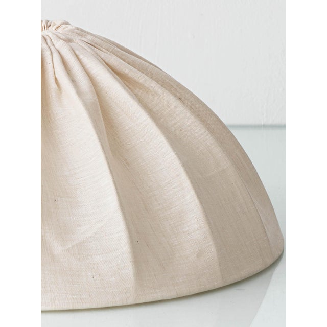 Large Scandinavian Pine Table Lamp with Fabric Dome Shade, 1960s For Sale - Image 6 of 14