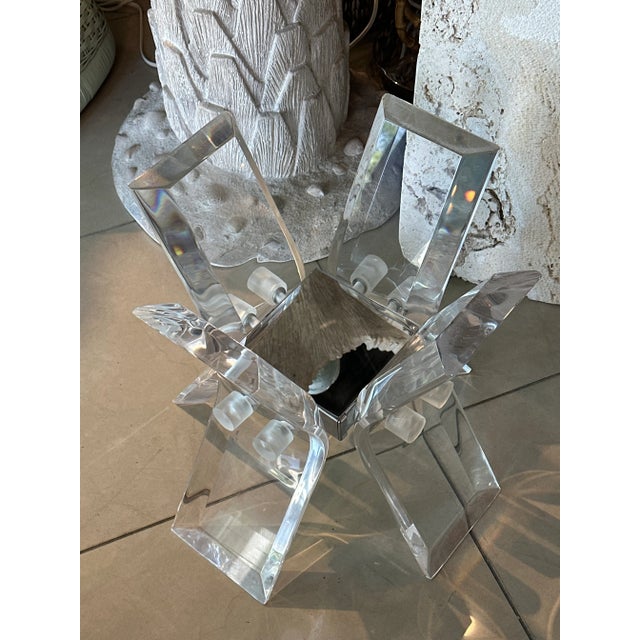 Vintage Palm Beach Modern Lucite Flare Mirror Coffee Cocktail Table Base For Sale - Image 11 of 11