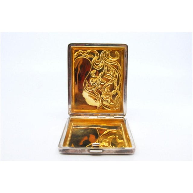 Silver Cigarette Case with Embossed Floral Motifs For Sale - Image 4 of 9