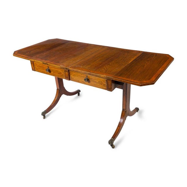 English Mid 19th Century Antique English Mahogany Pembroke Writing Table For Sale - Image 3 of 9