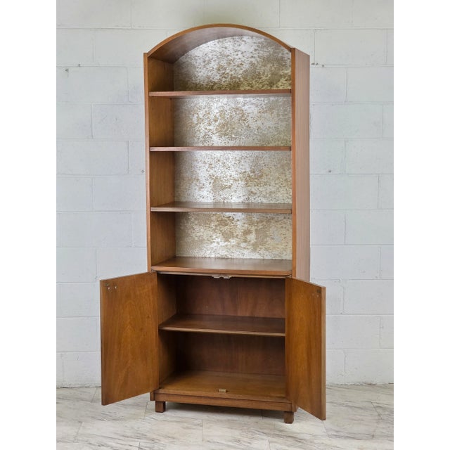 Wood Walnut Mid Century Arch Top Cabinet For Sale - Image 7 of 8