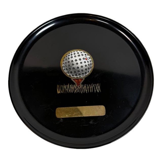 Vintage Mid-Century Modern Couroc of Monterey Engravable Golf Serving Tray For Sale