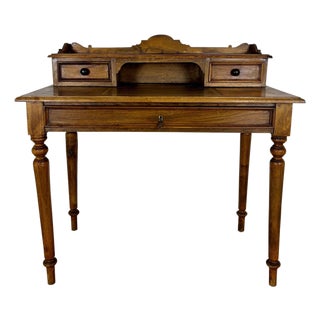 English Oak Writing Desk with Raised Gallery and Drawers, 1930s For Sale