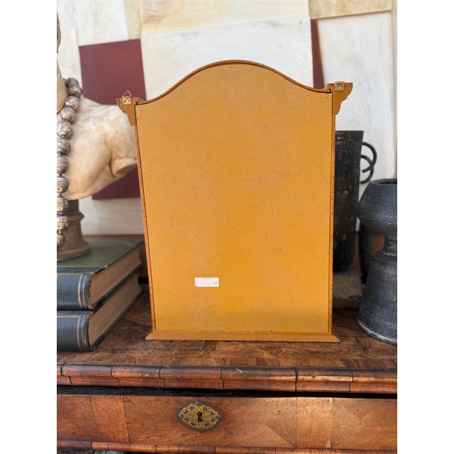 Vintage Italian Burlwood Finish Hanging Wall Curio Cabinet Glass Shelves Made in Italy For Sale - Image 12 of 12