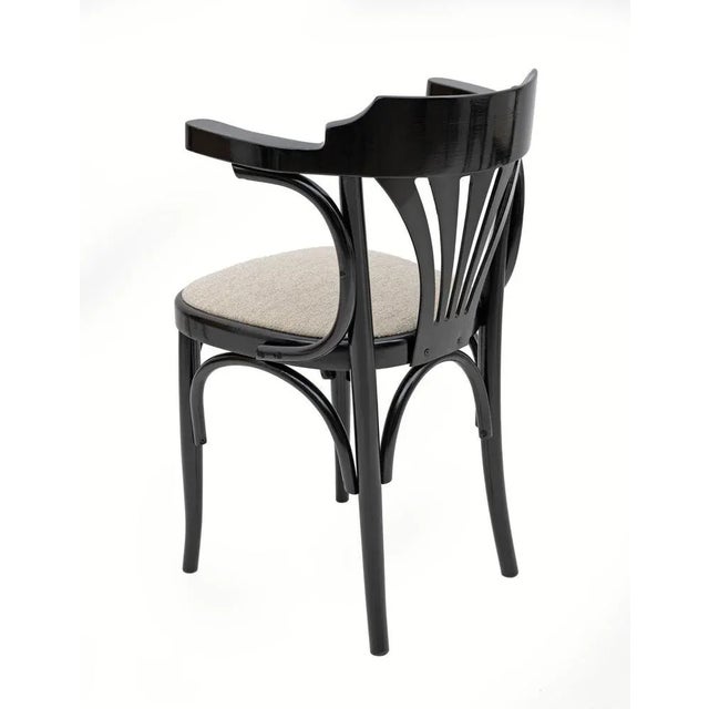 Black Mid-Century Modern French Ebonized Beech Bistro Chairs, 1970s, Set of 4 For Sale - Image 8 of 9