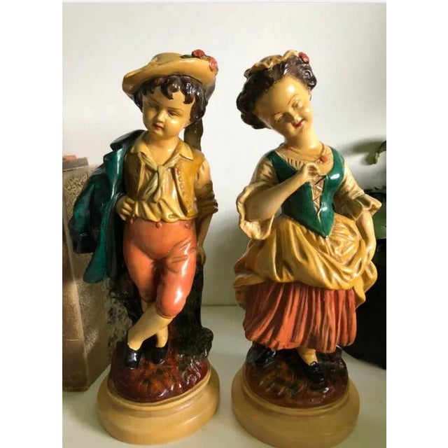 Vintage Borghese Chalkware Boy & Girl Statues - a Pair For Sale In Naples, FL - Image 6 of 6