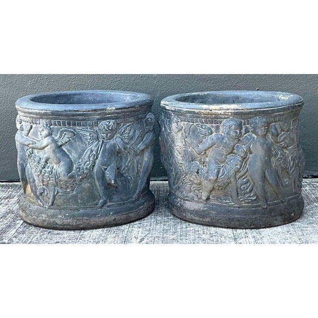 Vintage Cast Concrete Putti Cherub Planters For Sale - Image 12 of 12