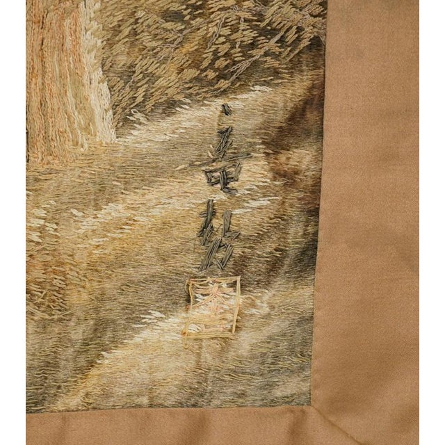 Textile Antique Japanese Meiji Hand-Embroidered Silk Tapestry, 1880 For Sale - Image 7 of 15