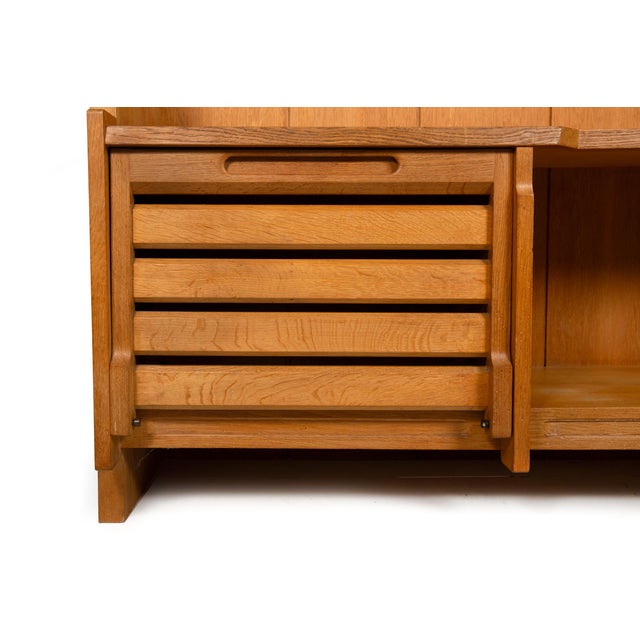 French Modernist Oak Bar Cabinet Bookshelf by Guillerme and Chambron For Sale - Image 14 of 16