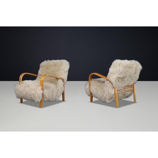 Czech Bentwood Lounge Chairs, 1940s, Set of 2 For Sale - Image 4 of 15