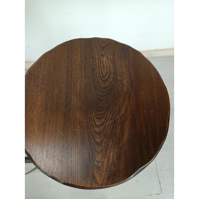 Brutalist Bar Stools in Elm and Wrought Iron, 1950s, Set of 2 For Sale - Image 10 of 14