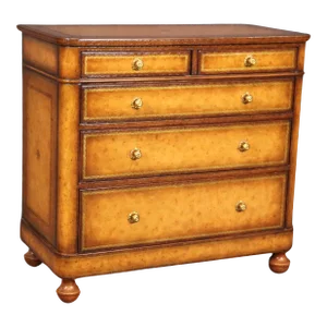 Maitland Smith Embossed Leather Wrapped Chest of Drawers Commode