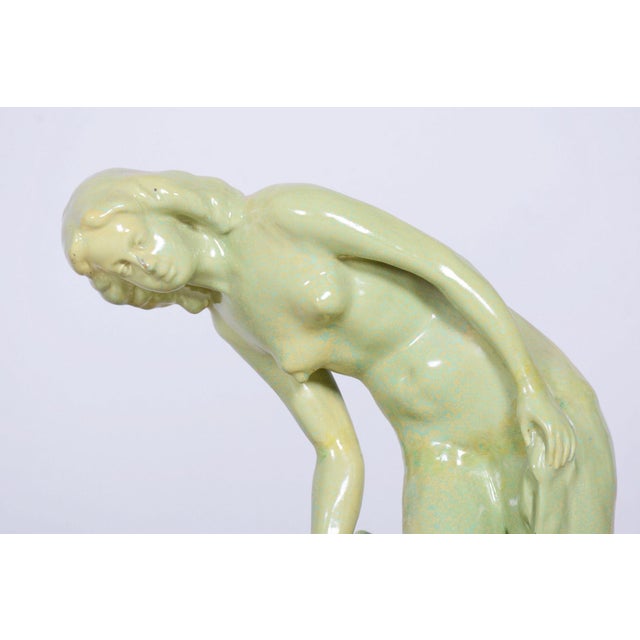Vintage Art Deco Statue in Glazed Ceramic, 1940s For Sale - Image 3 of 10