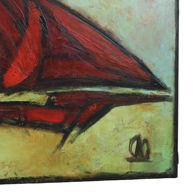 Abstract Boat, 1950s, Oil Painting on Canvas For Sale - Image 4 of 13