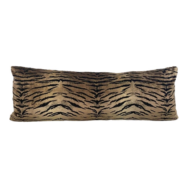 Designer Animalia Velvet Tiger Lumbar 36" For Sale