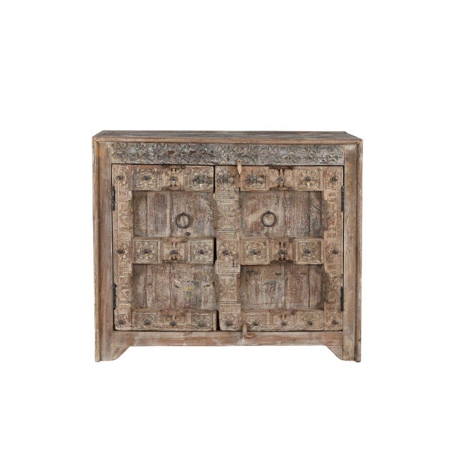 Farmhouse Cabinet/Buffet Constructed From Antique Indian Carved Door Panels and Reclaimed Wood For Sale - Image 3 of 5