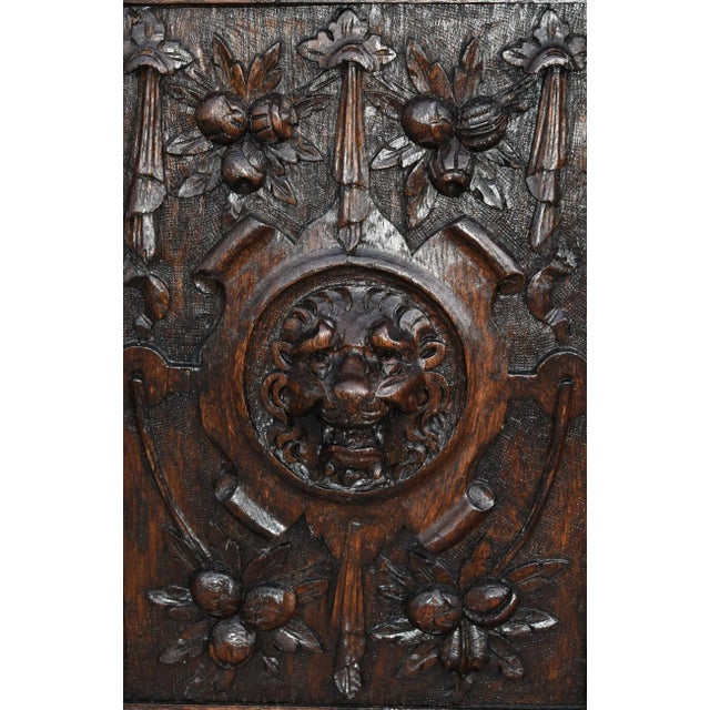 Antique Carved Oak Plaque Tudor Lion Wall Panel Wood Relief Head Mask Victorian For Sale - Image 9 of 11