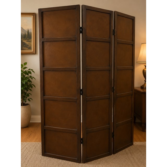 Stunning 3-Panel "Trompe L’oeil" Library Room Divider / Folding Screen. This is a beautiful, heavy-duty decorative screen...
