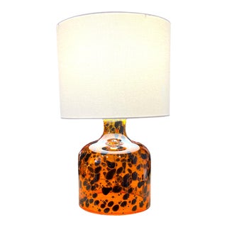 1990s Amber Tortoise Shell Lamp With Ivory Linen Shade For Sale