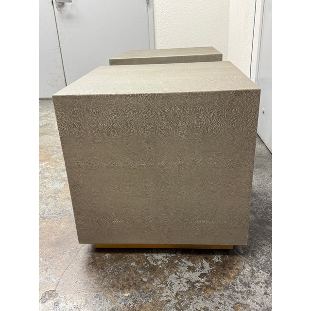 Restoration Hardware Gray Shagreen Plinth Side Tables, Pair For Sale In San Francisco - Image 6 of 12