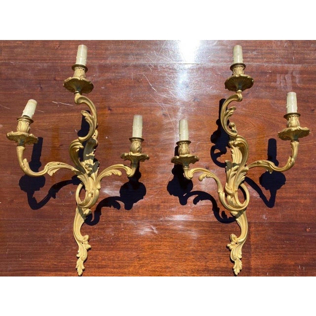 Louis XV Style Gilt Bronze Sconces, 19th Century, Set of 2 For Sale - Image 11 of 12