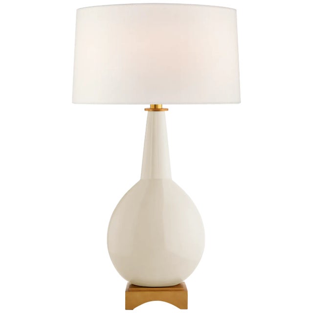 Julie Neill for Visual Comfort Signature Antoine Large Table Lamp in Ivory with Linen Shade For Sale
