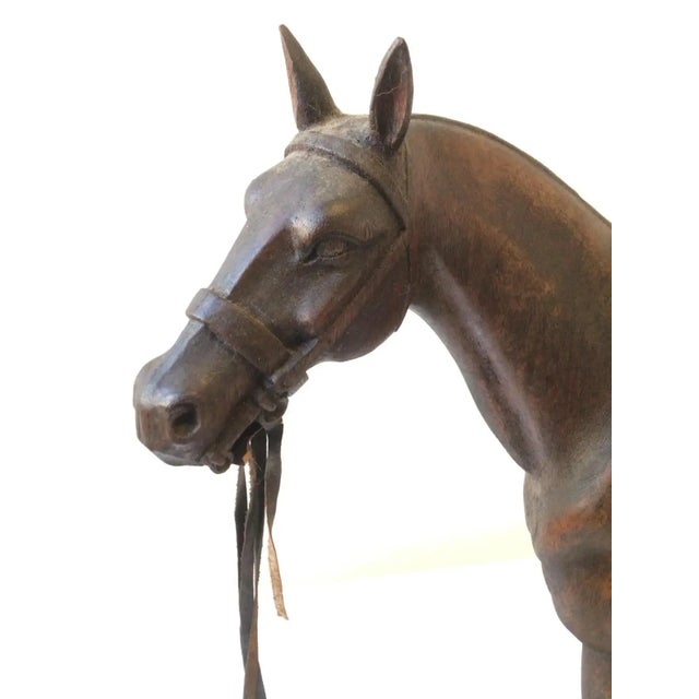 Figurative 1970s Juan Carlos Harriott on His Polo Pony Carved Wood Sculpture by E. Dombrowe For Sale - Image 3 of 13