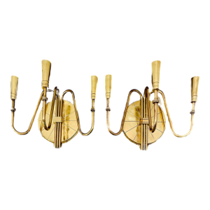 1950s Brass Wall Candle Sconces by Tommi Parzinger for Dorlyn Silversmiths- A Pair